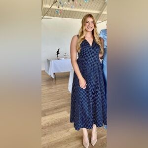 Hill House Home Jacqueline Dress navy polka dot size Medium